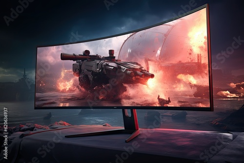 Curved Gaming Monitor for professional esports player, 240hz high refresh rate 4 Fototapet