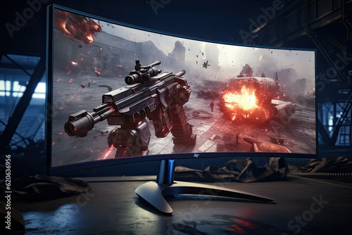 Curved Gaming Monitor for professional esports player, 240hz high refresh rate 4K UHD HDMI monitor photo