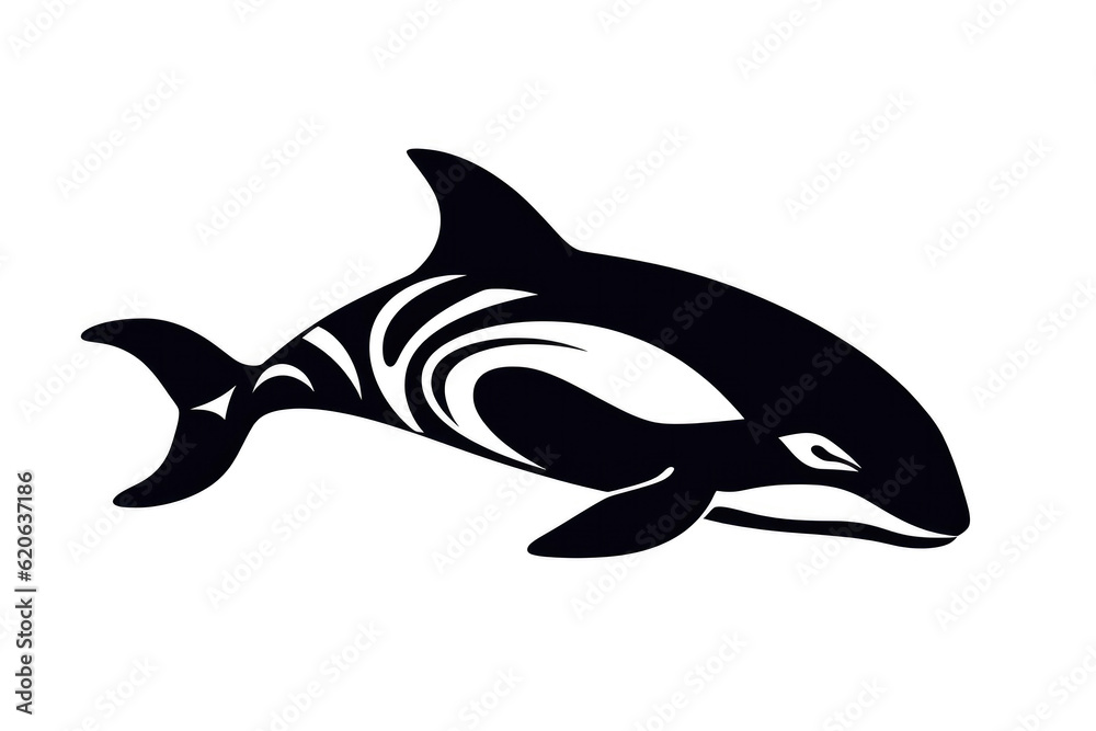 Orca, Minimalist Style, White Background Cartoonish, Flat Illustration. Logo. Generative AI Orca, Minimalist Style, White Background Cartoonish, Flat Illustration. Logo. Generative AI