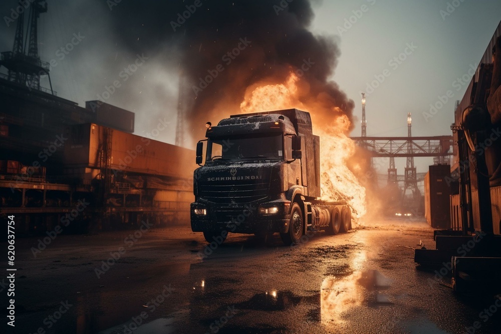 The Influence of Shipping on Finance and the Environment: A fiery truck incident. Generative AI
