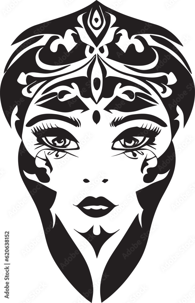 Women face vector tattoo design illustration