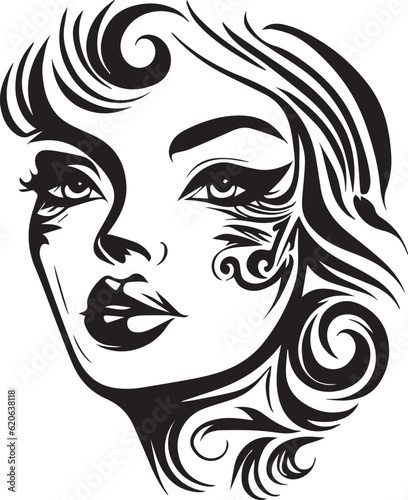 Women face vector tattoo design illustration