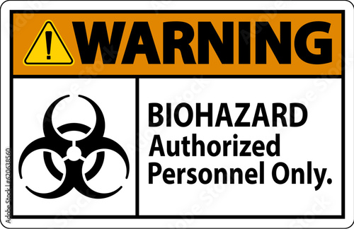 Warning Label Biohazard Authorized Personnel Only