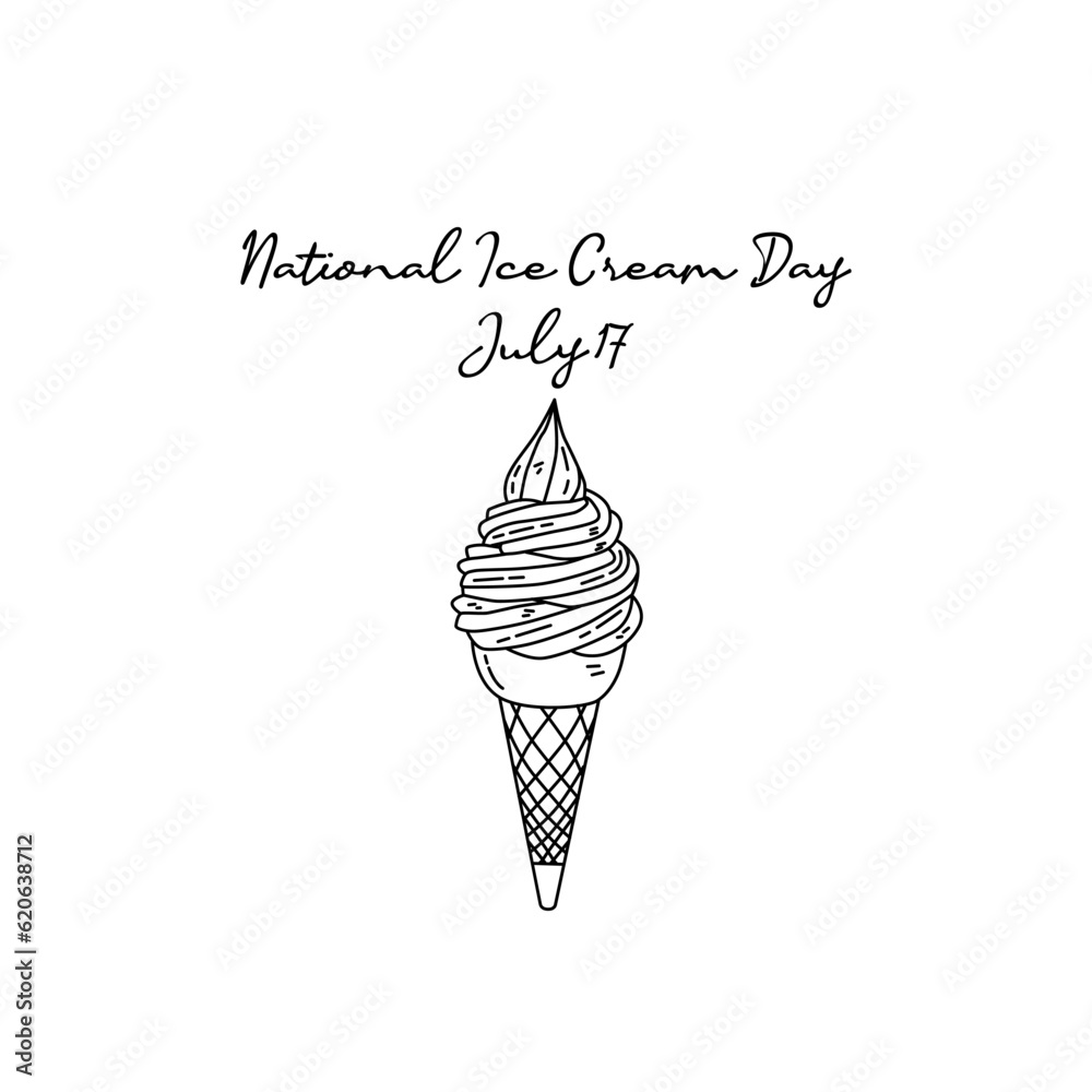 line art of national ice cream day good for national ice cream day