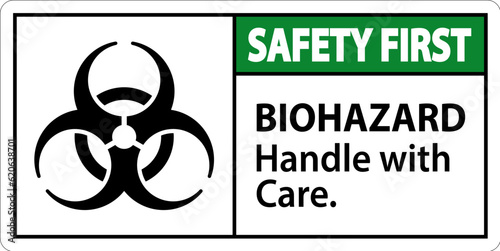 Biohazard Safety First Label Biohazard, Handle With Care