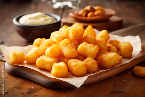 Crunchy Fried Cheese Curds Created with Generative AI Tools