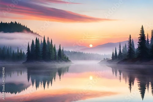 sunrise over the lake