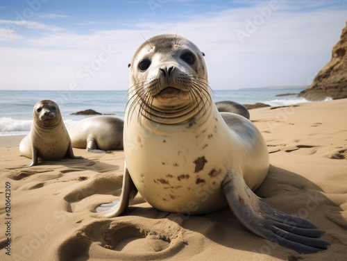 Seals on the coast © Veniamin Kraskov