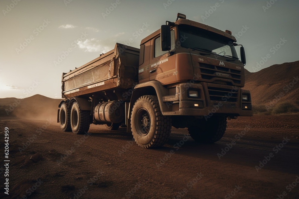 African quarry truck. Generative AI