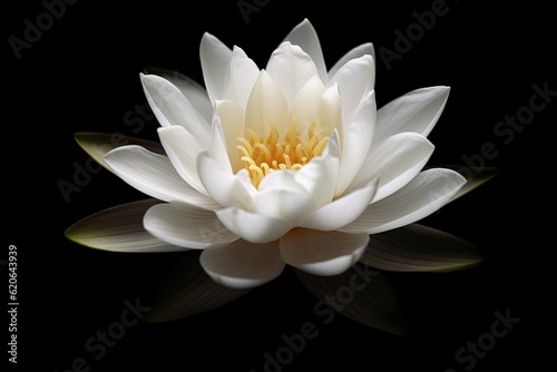 Symbol of Purity. Closeup of Fresh White Lotus Flower on Black Background