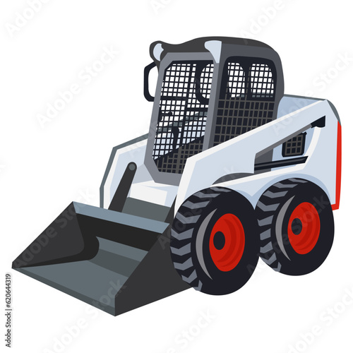 BobCat loader on white background - vector image. Construction equipment concept 