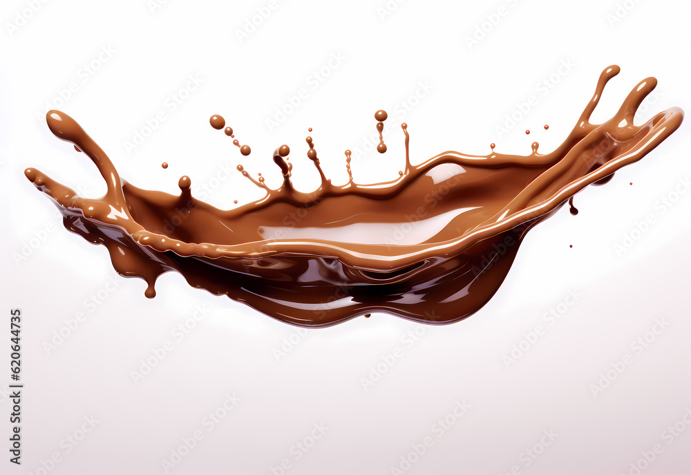 melted chocolate splash on a white background, captured in realistic color, a testament to sweet indulgence, generative ai.