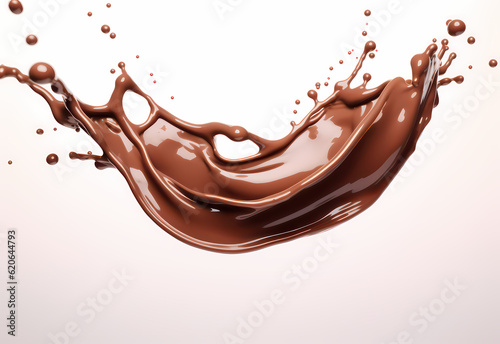 melted chocolate splash on a white background, captured in realistic color, a testament to sweet indulgence, generative ai.