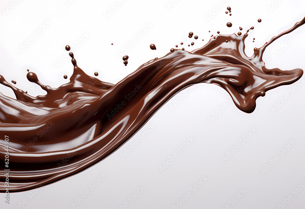melted chocolate splash on a white background, captured in realistic color, a testament to sweet indulgence, generative ai. melted chocolate splash on a white background, captured in realistic color, a testament to sweet indulgence, generative ai.