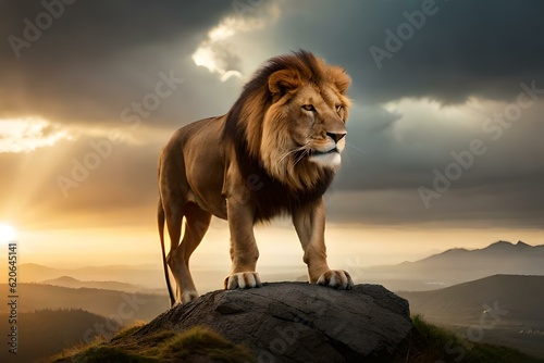 lion in the evening