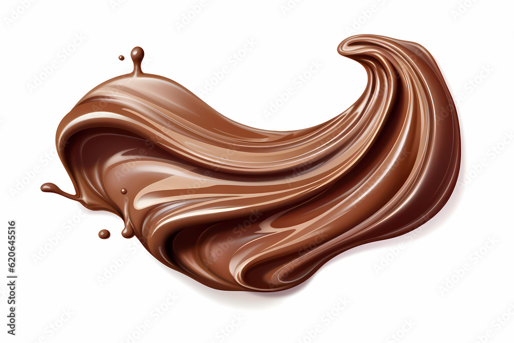 melted chocolate splash on a white background, captured in realistic color, a testament to sweet indulgence, generative ai. melted chocolate splash on a white background, captured in realistic color, a testament to sweet indulgence, generative ai.