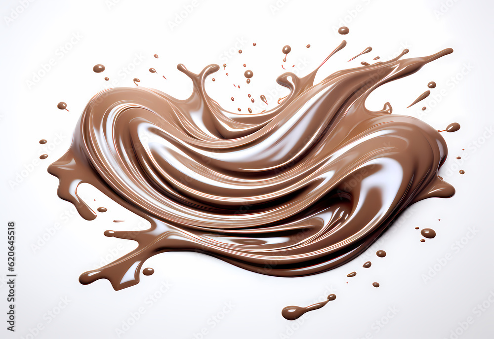 melted chocolate splash on a white background, captured in realistic color, a testament to sweet indulgence, generative ai. melted chocolate splash on a white background, captured in realistic color, a testament to sweet indulgence, generative ai.