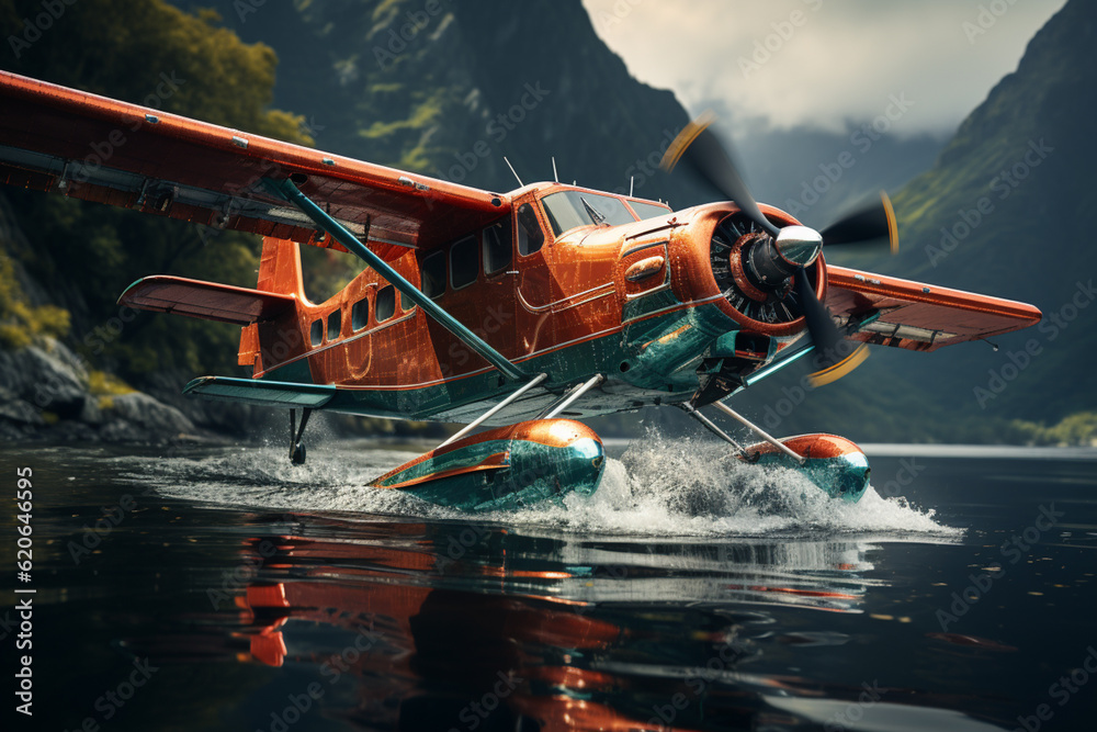 A seaplane landing on the water, highlighting the versatility of