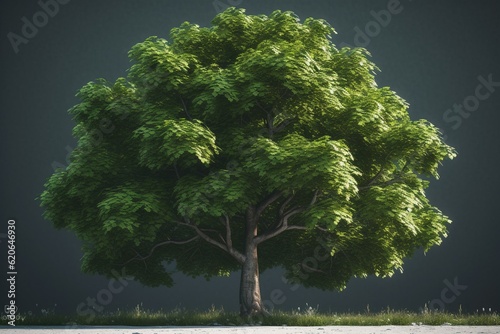 Green isolated ahorn tree for archiviz and architecture, 3D render. Generative AI photo