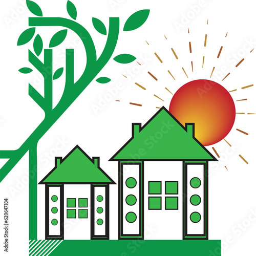 green eco house logo concept