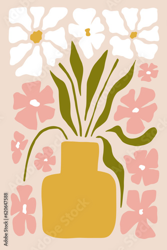 Modern floral posters with flowers. Abstract art. 