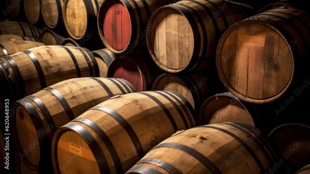 wooden oak barrels on cellar wooden oak barrels on cellar