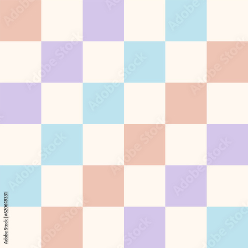 Multicoloured Checkerboard vector seamless pattern. Geometric abstract background. Checkered surface design.