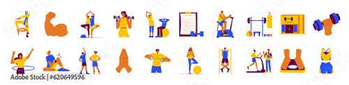 Yoga exercise. Healthy and wellness lifestyle. Flat vector illustration
