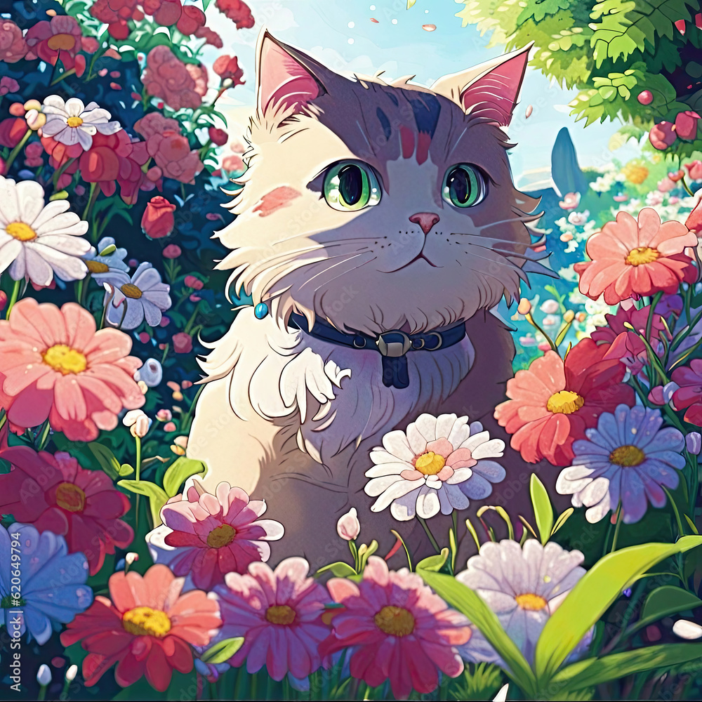 Generative AI cute cat, cute little cats, cute kitten sitting in flower field, anime cat, cute anime cat, kitty, cute little anime cat, cute kitten, aesthetic anime cat, adorable cat, adorable kitten Generative AI cute cat, cute little cats, cute kitten sitting in flower field, anime cat, cute anime cat, kitty, cute little anime cat, cute kitten, aesthetic anime cat, adorable cat, adorable kitten