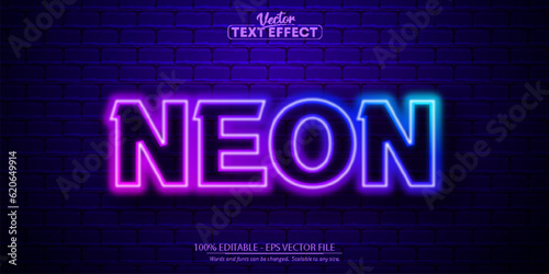 Neon text, neon style editable text effect