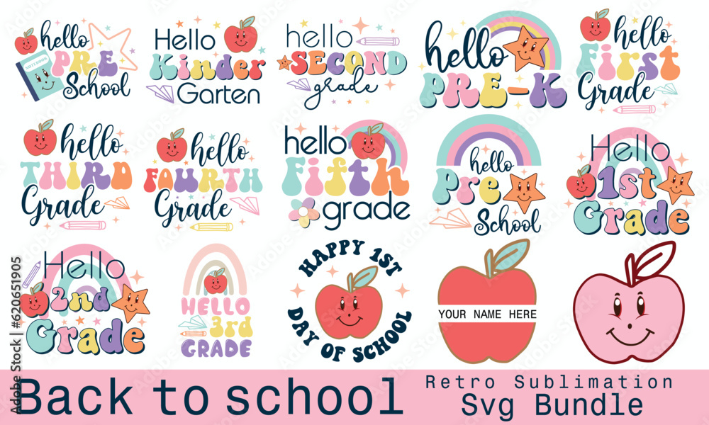 Back to School Retro Sublimation Bundle. Back to School Retro Sublimation Bundle.