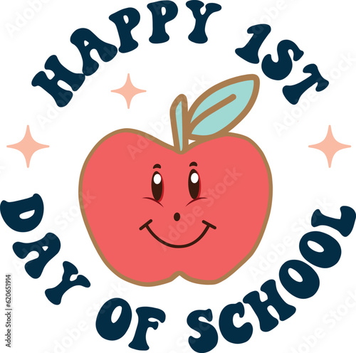 Happy 1st day of school Retro Sublimation Craft Design.
