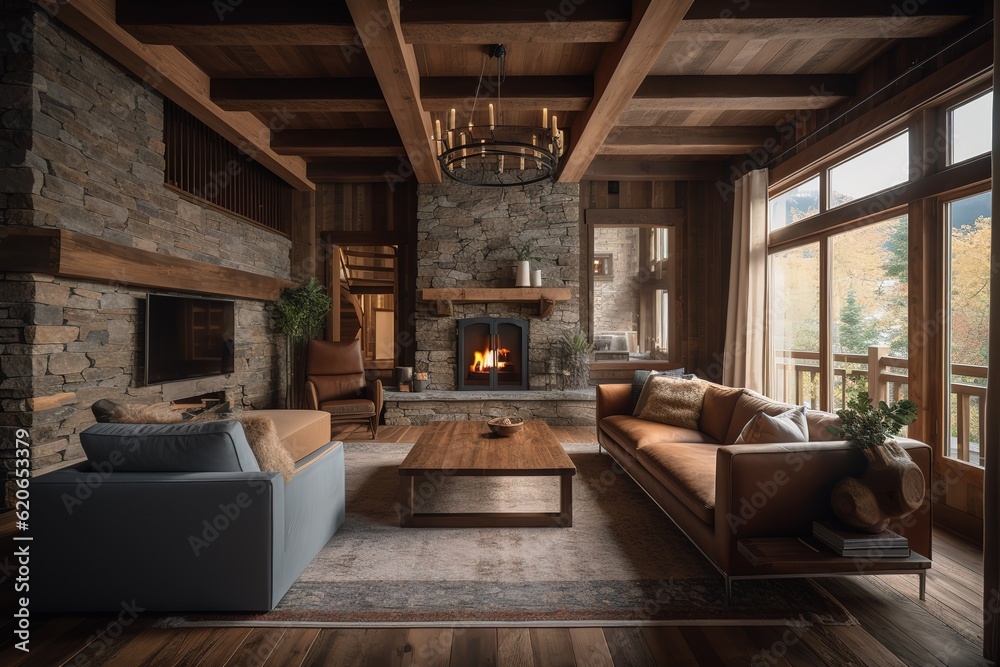 living room with fireplace