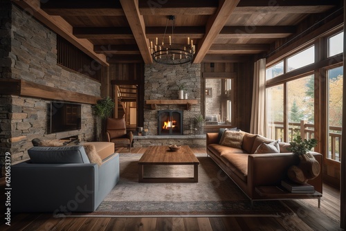living room with fireplace © Create image