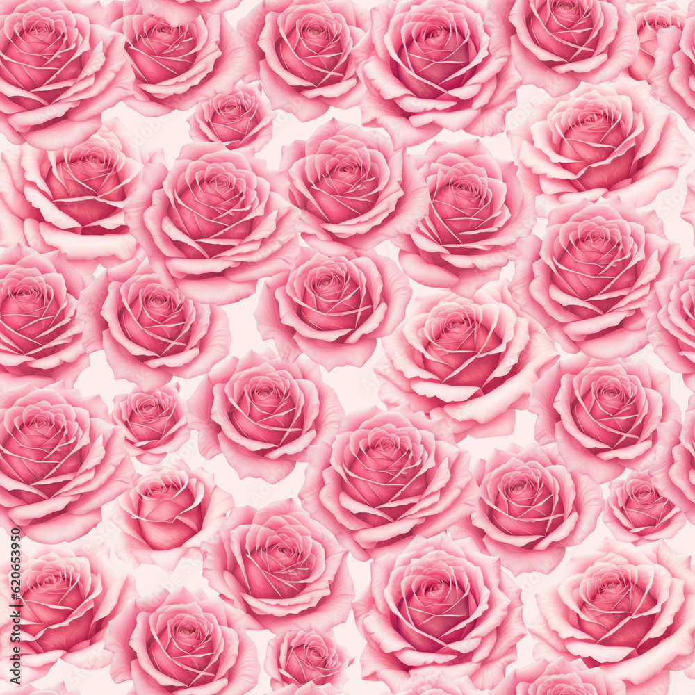 Pink rose flower bouquets elements seamless pattern full filled