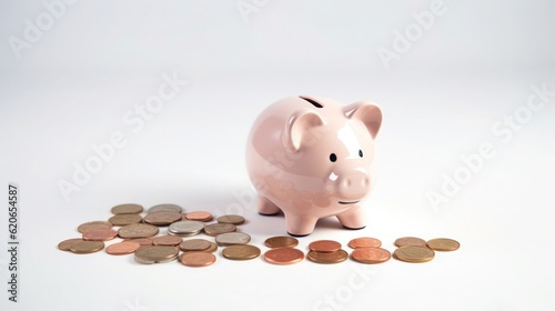 Saving money for a good financial future Saving money and real estate Make financial stability and wealth in the future.piggy bank saving money for a good financial future,saving concept Generative AI