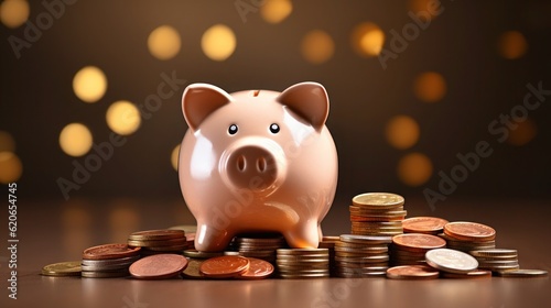 Saving money for a good financial future Saving money and real estate Make financial stability and wealth in the future.piggy bank saving money for a good financial future,saving concept Generative AI