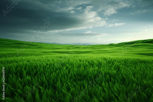 Vibrant green grass field: A captivating background showcasing a lush and vibrant green grass field, evoking a sense of freshness, vitality, and natural beauty. Generative AI