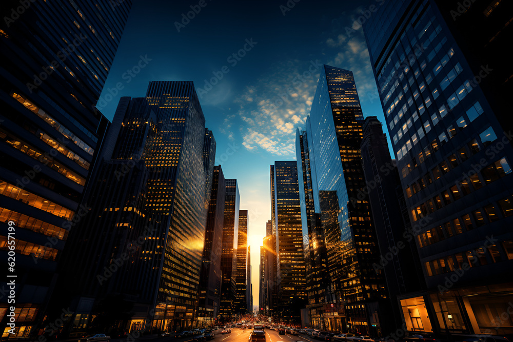 Fototapeta premium city skyline at sunset