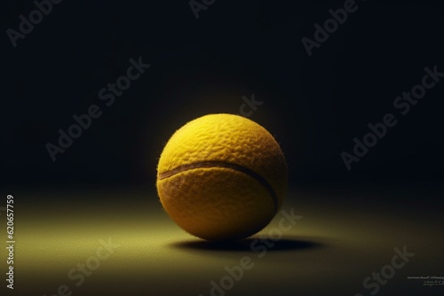 One yellow tennis ball. Generative AI © Evelina