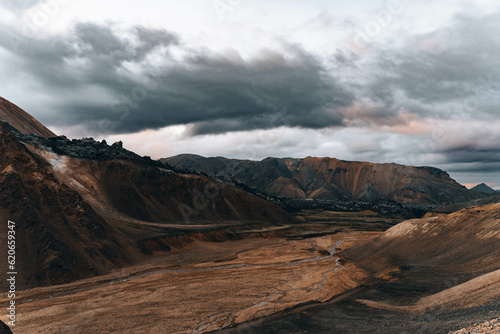 Texture And Colorful Landscape In Iceland snowy and mossy Mountains