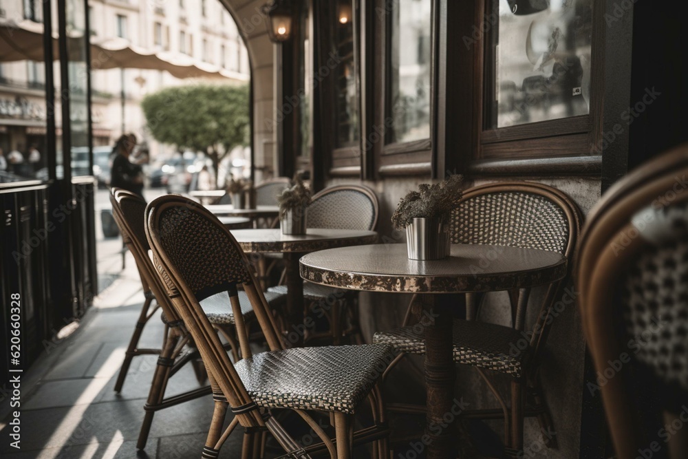 Seating at a Parisian cafe. Generative AI