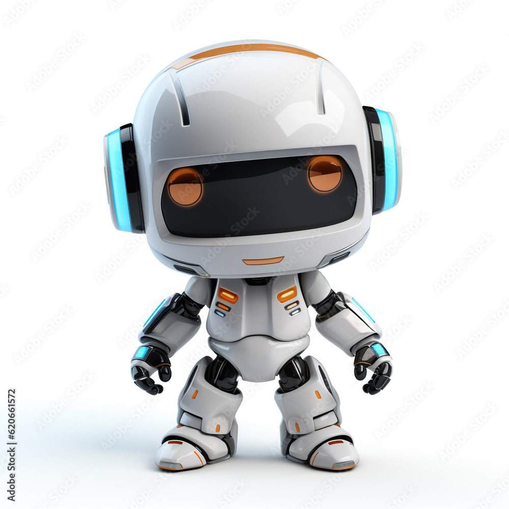 Little cute robot on white background. Generative ai and digital editing. Little cute robot on white background. Generative ai and digital editing.