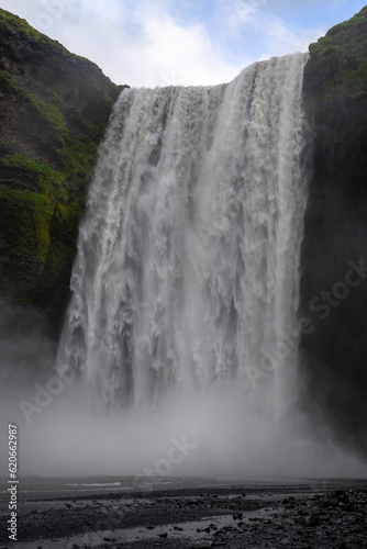 beautiful scenery of the majestic Skogafoss waterfall  located on the south coast of Iceland