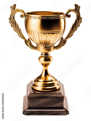 Metallic Trophy cup with dual handle isolated. AI Generative