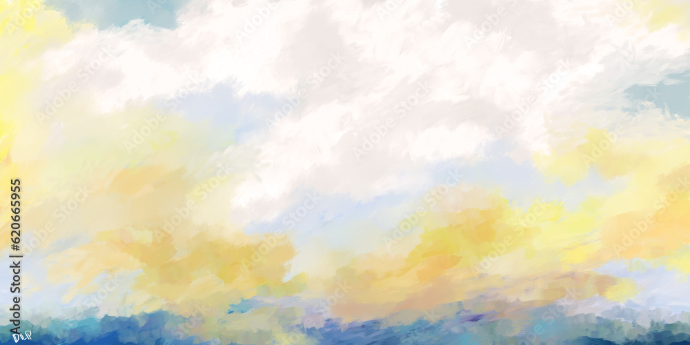 Impressionistic Bright & Vibrant Sunset Cloudscape- Digital Painting, Illustration, Art, Artwork, Background, Backdrop, Wallpaper, Background, Backdrop, Design, Social Media Post, Publications, advert