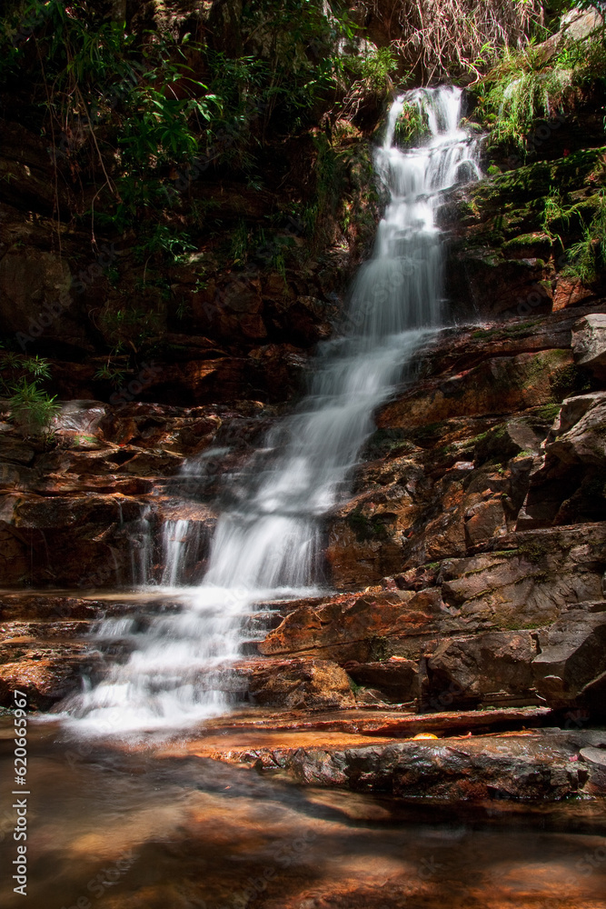 One of the many waterfalls that can be found in Chapada dos Veadeiros, near Alto Parariso, Brazil