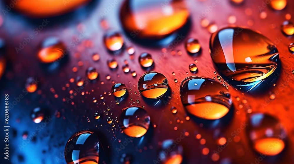 Realistic small water drops on the surface of something. Rainy day. Generative AI. Illustration for banner, poster, cover, brochure or presentation. Realistic small water drops on the surface of something. Rainy day. Generative AI. Illustration for banner, poster, cover, brochure or presentation.