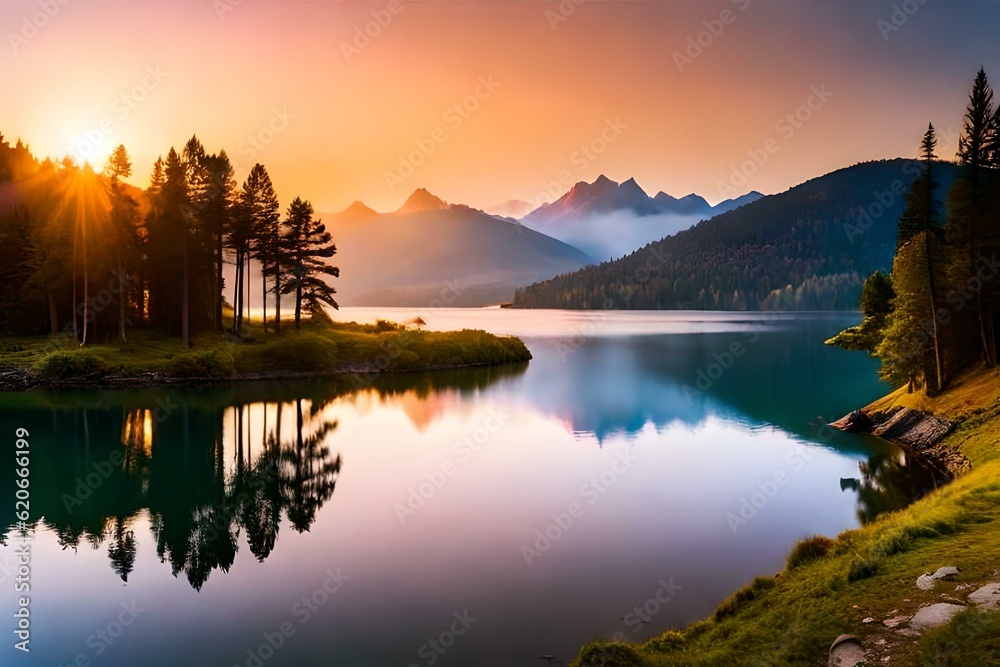 sunrise over lake