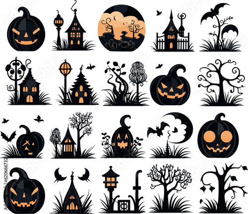 helloween set vector illustration collection design halloween